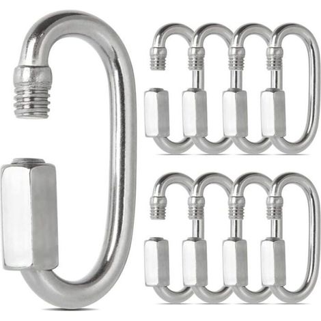 16 PCS Maillon Rapide Inox M4 Mousquetons à Verrouillage 304 Forme de D, Mini Mousqueton a Vis Pour Accessoires de Randonnée, Camp (1/4)