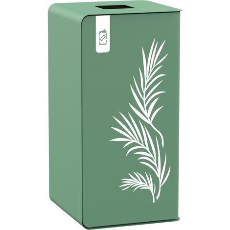 Borne de tri sélectif Cubatri Signature, sans serrure - métal - 75l - vert natura mat texturé sérigraphié (1/3)