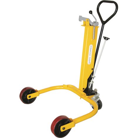 Sollevatore idraulico a pinza per fusti metallici con aggancio automatico