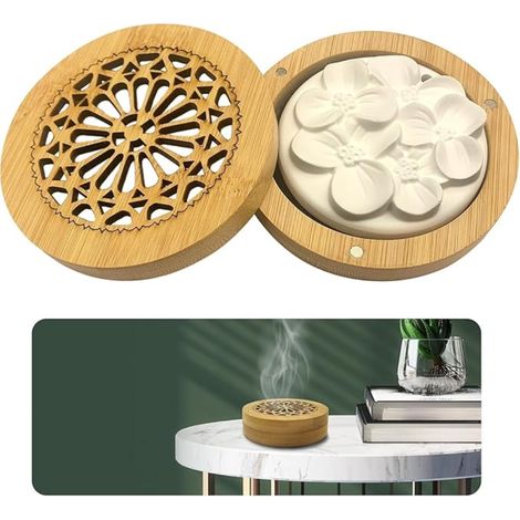 Diffuseur d'Huiles Essentielles en Plâtre avec Boîte à Parfum en Bois pour Le Salon, la Salle de Bain, et la Chambre - Artisanat (1/5)