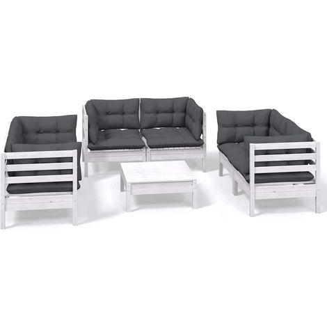 Maison Exclusive - Set Salotto da Giardino 7pz con Cuscini Legno Massello di Pino (1/5)