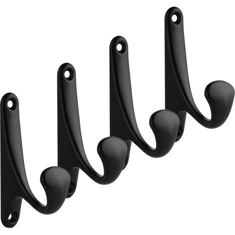 Robuste Kleiderhaken für Handtücher, Wandhaken für Badezimmer, Küche, Kleiderschrank, Garderobentür, Garage, Hotel, 4er-Pack (schwarz) (1/5)