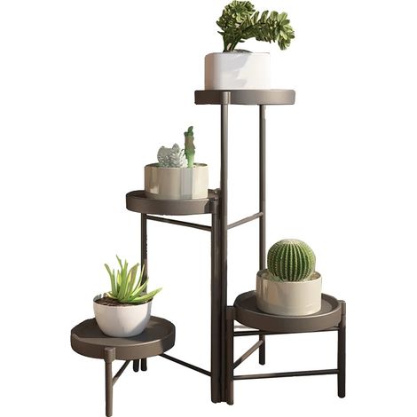 Support de plante, design moderne, caractéristiques gain de place, noir 4 pièces (1/2)