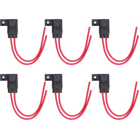 Lot de 6 porte-fusibles en ligne étanches IP66, faisceau de câblage à lames 12AWG 30A pour bateau/voiture (1/5)