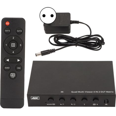 Connecteur HDMI 4x2 Répartiteur Multi-Écran avec Fondu Enchaîné 4K 30Hz Commutateur 100-240V Prise UE (1/5)