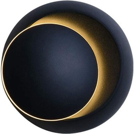 Applique LED ronde Lampe Murales Intérieur, 5W Crescent mur Lumières moderne Chambre Aisle Lampe de chevet Réchauffez Salon Éclairage Luminaire 220V éclairage (noir)