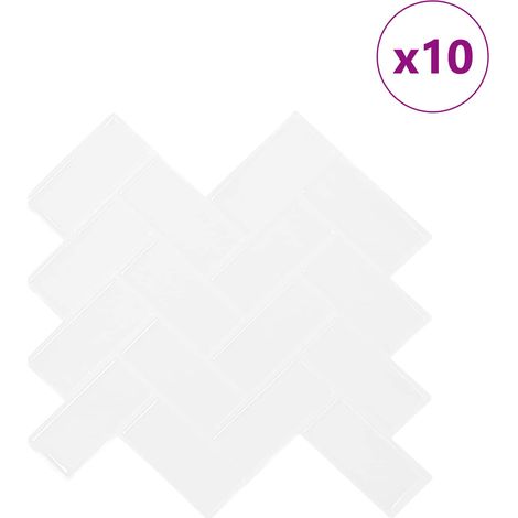 vidaXL Azulejo en espiga 10 uds. Blanco 30 x 30 cm Poliuretano y PET (1/2)