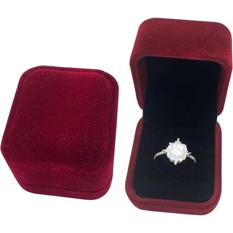 2 pieces of Box to ring in flanelle (red)- (1/5)