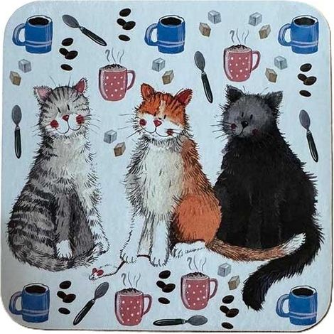 Tassenuntersetzer C246 Katzen und Kaffee