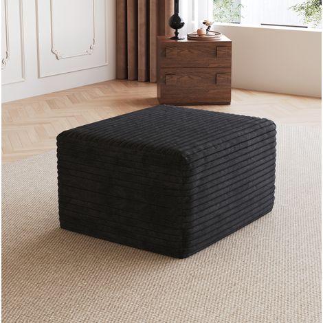 Pouf modulare 72x18x18 cm, senza montaggio, tessuto corduroy, nero (1/5)
