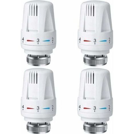 4 PCS Tête Thermostatique pour Radiateur, Vanne M30 x 1,5 pour Système de Chauffage Maison et Bureau (1/4)