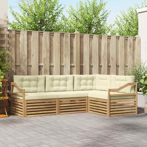 Teenpull – Outdoor-Sofagarnitur 4 Stk. Weiß und Creme Polyester (1/5)