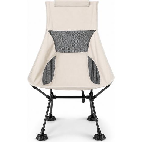 Großer faltbarer Outdoor-Stuhl mit breiten Stabilisatorfüßen, Elfenbeinbeige (1/5)