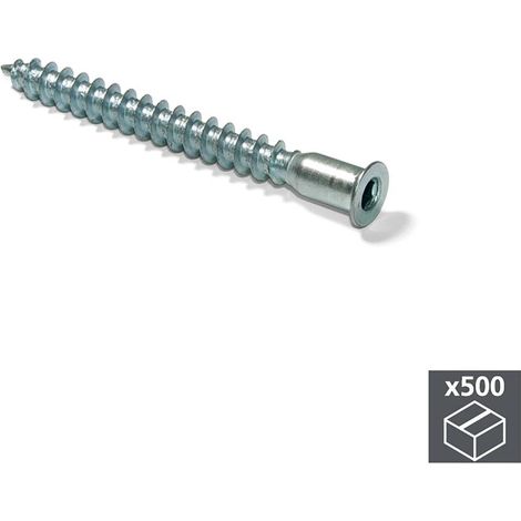 Emuca Lotto di 500 viti autofilettanti, testa piatta a brugola, diametro 5 mm, 50 mm, Acciaio, Zincato bianco (1/2)