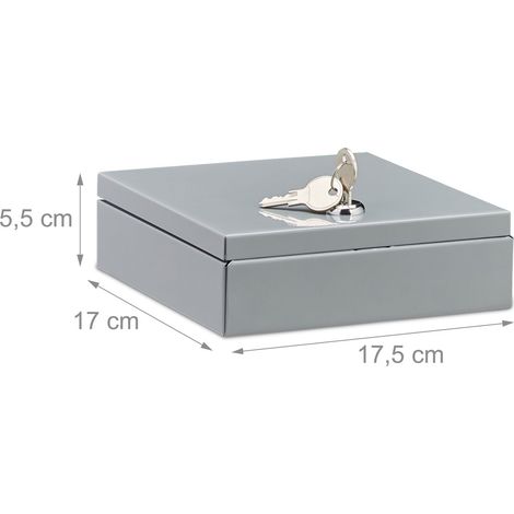 Caja de dinero transportable con cerradura, compartimentos y llave de 30 x 20 x 15 cm de acero negro 130004706 (1/5)