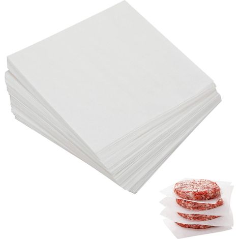 Papier sulfurisé carré (10 x 10 cm, paquet de 300) — Petites feuilles de séparation, idéales pour les steaks hachés / Plaques de cuisson antiadhésives, adaptées aux aliments prédécoupés et carrés (1/5)