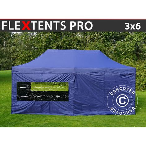 Faltzelt FleXtents PRO 3x6m Dunkeblau, mit 6 Seitenwänden