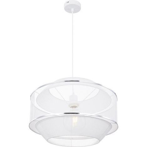 Suspension cylindrique blanche 1 ampoule E27