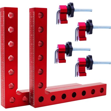 2 Stück Winkelspanner 90° Positionierklemme Rechtwinklige Messklemme für Zimmermannswerkzeug,140mm Holzbearbeitungsklemme mit Präzisionswinkel (1/5)