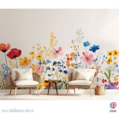 Papier peint : Fleurs des champs 7 - Intissé - L.200 x H.280 cm - rouge (1/5)