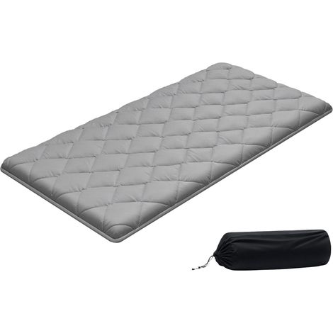 VEVOR Colchón Futón Japones Individual, Tatami Plegable Transpirable, con Bolsa de Almacenamiento y Herrajes de Montaje, Estructura de 9 Capas, para Meditación y Yoga, Gris, 2032 x 991 x 89 mm (1/5)