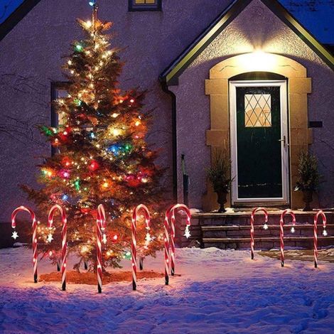 Nol Canne Lumières, Lot de 8 Décoration de Nol Extérieur Lumineuse,Lumière Solaire Jardin, Lampes LED Jardin en Forme (1/5)