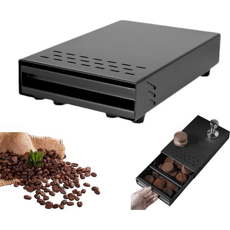 Contenedor para posos de café, contenedor de café para cajón, recipiente de acero inoxidable para posos de café, caja para posos de café con barra antigoteo extraíble, contenedor de café para cajón pa (1/5)