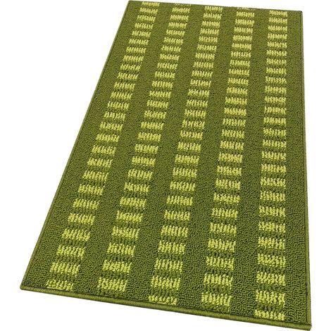 Tappeto Cucina Morbido 3D Assorbente Lavabile Antiscivolo Passatoia Bordata A Righe Verde - 57x40 Cm