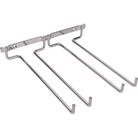 Portabicchieri da parete, cromato, a due livelli, per calici da vino, ideale per riporre oggetti sotto una mensola in casa o al bar.