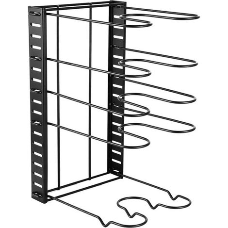 Support à casseroles à 8 niveaux, réglable et stable, grande capacité de charge, noir. Étagère de rangement pour casseroles et poêles. (1/5)