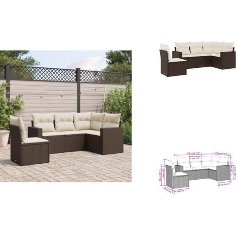 5-tlg. Garten-Sofagarnitur mit Kissen Braun Poly Rattan - Gartensofas - Outdoor Möbel - Gartenmöbelset - PE-Rattan - Lounge Set