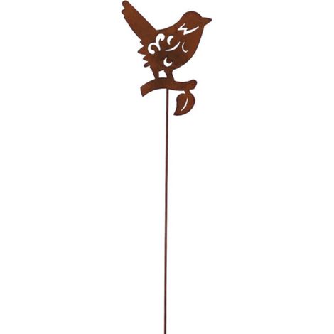 Oiseau en métal sur tuteur - Déco de jardin 80cm