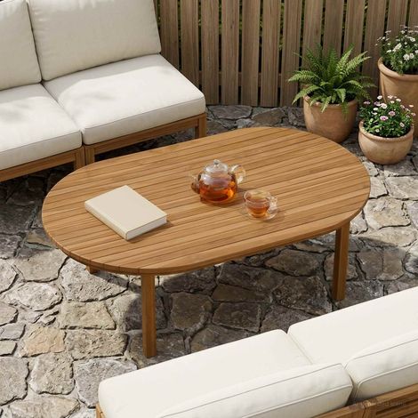 vidaXL Plateau de table 120 x 70 x 3,5 cm ovale Bois de teck massif (1/5)