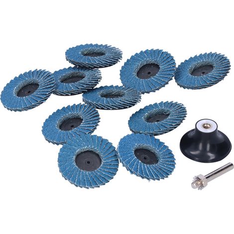 Lot de 10 disques abrasifs à lamelles en zircon corindon grain 80 avec disque en caoutchouc de 5 cm (2 pouces) (1/5)
