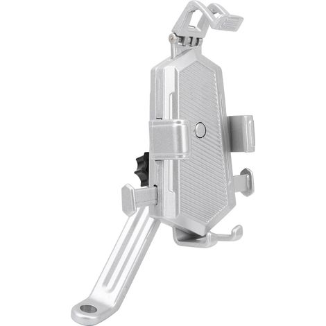 Support de téléphone pour vélo en alliage d'aluminium, antichoc, pour moto ou vélo, couleur argent - Type rétroviseur