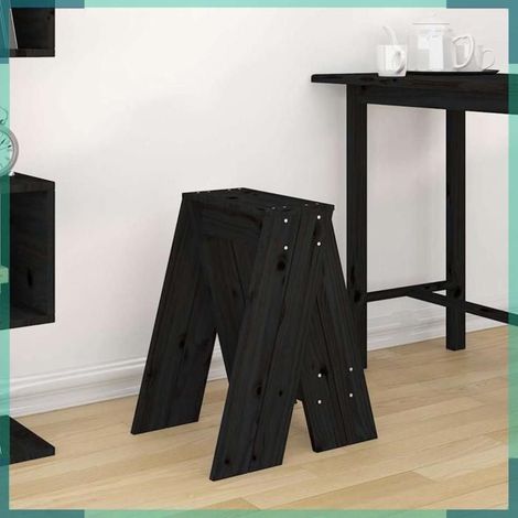 Tabourets - 823668 - Noir - Bois de pin massif - 40 x 40 x 60 cm (1/5)
