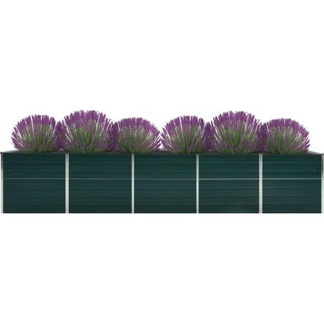 vidaXL Arriate de jardín de acero galvanizado verde 400x80x77 cm (1/2)