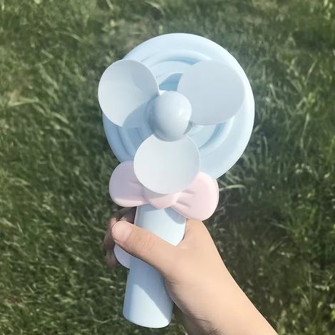 Mini ventilateur main sucette portable été enfant bleu (1/5)