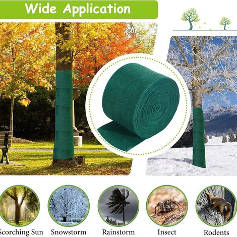 Ruban isolant 3 couches vert pour tronc d'arbre 0.12x15m, protection hivernale et estivale pour écorce des arbustes et jeunes arbres