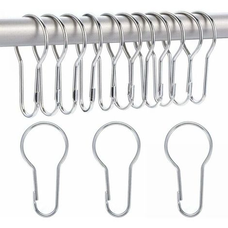 40 Pieces 2.2 mm Shower Curtain Hooks with Ring for Sorting and Organizing, Lifting Ring Curtain Hooks (1/4)