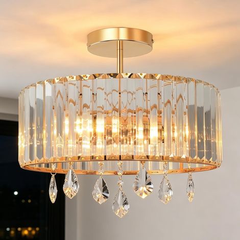 Lustre Cristal Doré E27 Lustre Salon Moderne Plafonnier Ø365mm Luminaire Plafonnier Salle à Manger Cuisine Chambre (1/5)