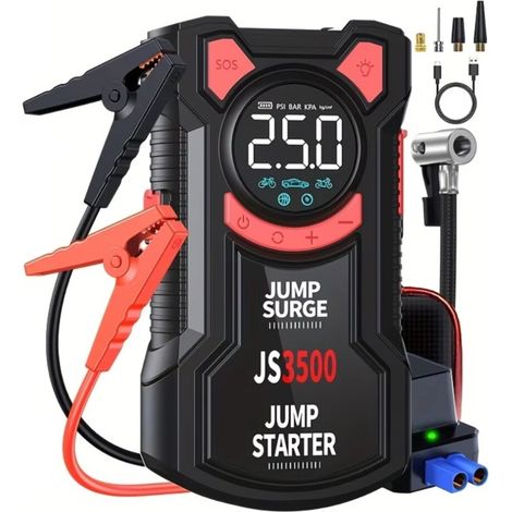 Pompa ad aria multifunzione con compressore, avviamento di emergenza, batteria / 150 PSI, gonfiatore digitale per pneumatici