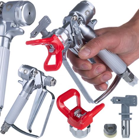 Rosfix UltraSpray MasterJet MJ1 – Farbspritzpistole mit Hi-Flow 517 Düse & Edelstahl-Schutz  3600 psi, 1/4" & 7/8" Gewinde  Für Graco, Wagner, Titan  Lackierzubehör