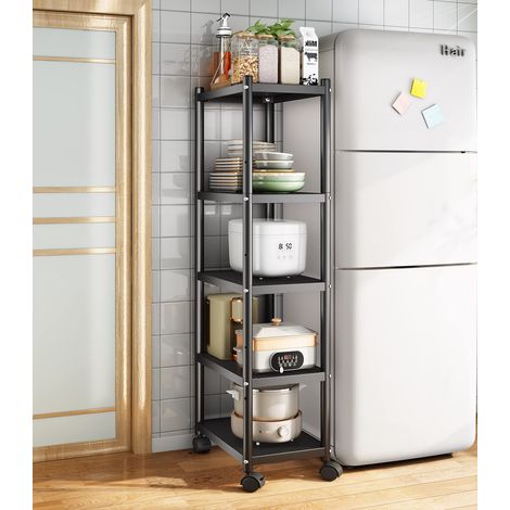 Etagere Rangement 5 Niveaux en métal Robuste pour Cuisine Étagère cuisine acier épais, 42.5x31x151H, réglable 8cm, 75kg, pieds antidérapants et roulettes, pour salle de bain, garage (1/5)