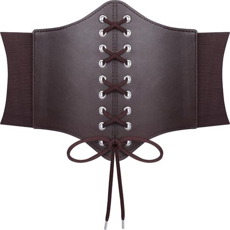 Corsé elástico retro para mujer, ideal para disfraces de Halloween medieval, con cinturón de cuero con cordones. (1/5)