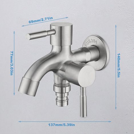 Double Robinet De Jardin 1/2" - Double Robinet d'Écoulement En Laiton - Robinet Double Valve (1/5)