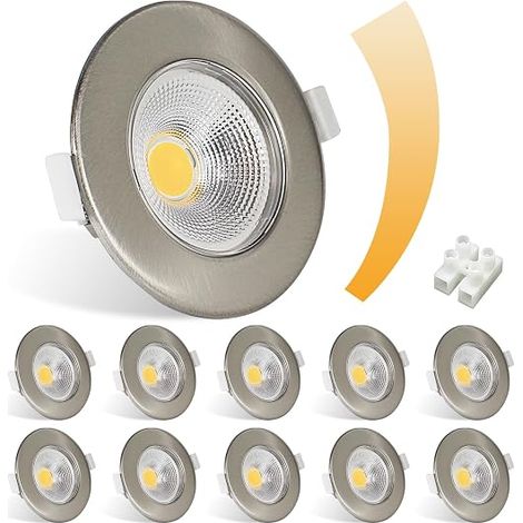 Spots LED encastrables 230V Variable Plat 7W 600LM Acier inoxydable Brossé Spots LED ronds 4000K Blanc neutre Encastrés Spots plats (1/5)