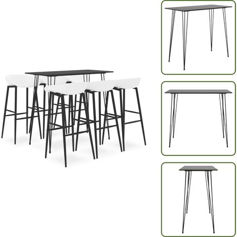 The Living Store Ensemble de bar 7 pcs Noir et blanc - Tabouret de bar (1/5)