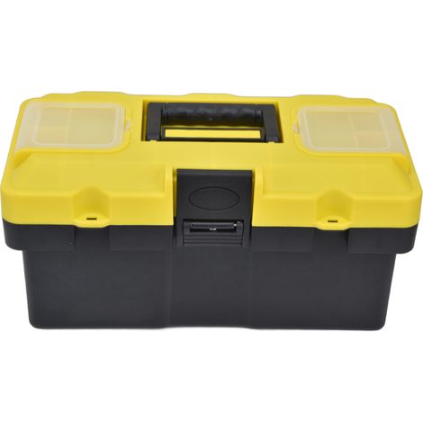 1 Caja de herramientas, doble compartimento, plástico ligero, asa portátil, almacenamiento para tornillos y clavos, taller doméstico (1/5)