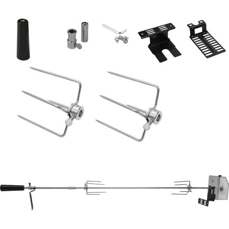 SWANEW Edelstahl Grillspieß Set 107cm BBQ Fleischklammer mit Motor inkl. 2X Fleischnadeln, 220V - 240V, Elektrischer Drehspieß, Rotisserie, Drehspiess (1/5)